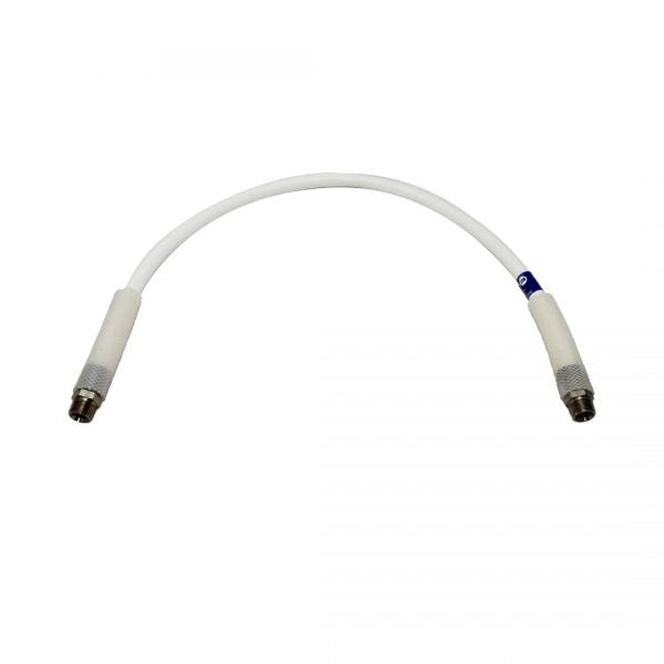 48″ White oil hose w/ bend restrictors