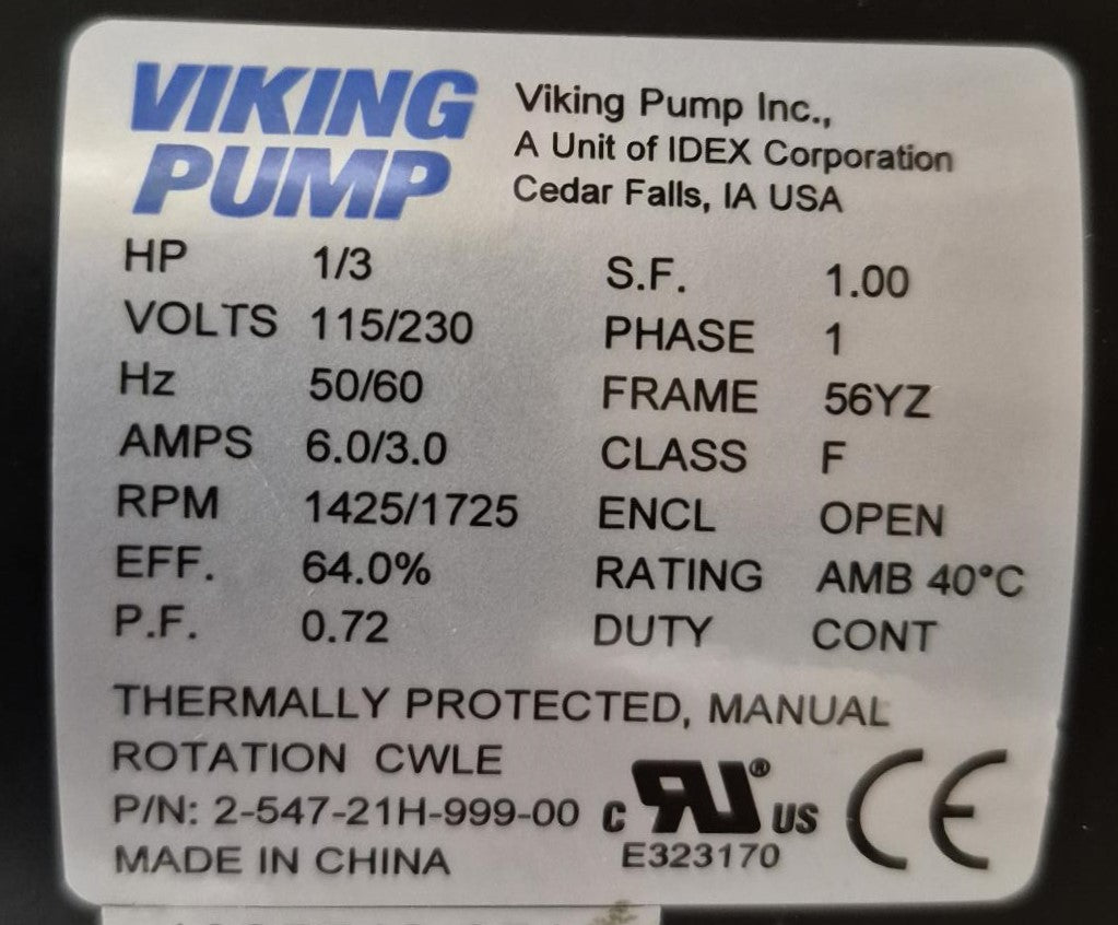 Viking pump and motor